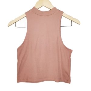 The Hanger Nude High Neck Crop Top Sleeveless L